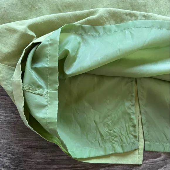 Tess Silk Linen Blend Green Sleeveless Knee Length Lined Dress Women's size 8