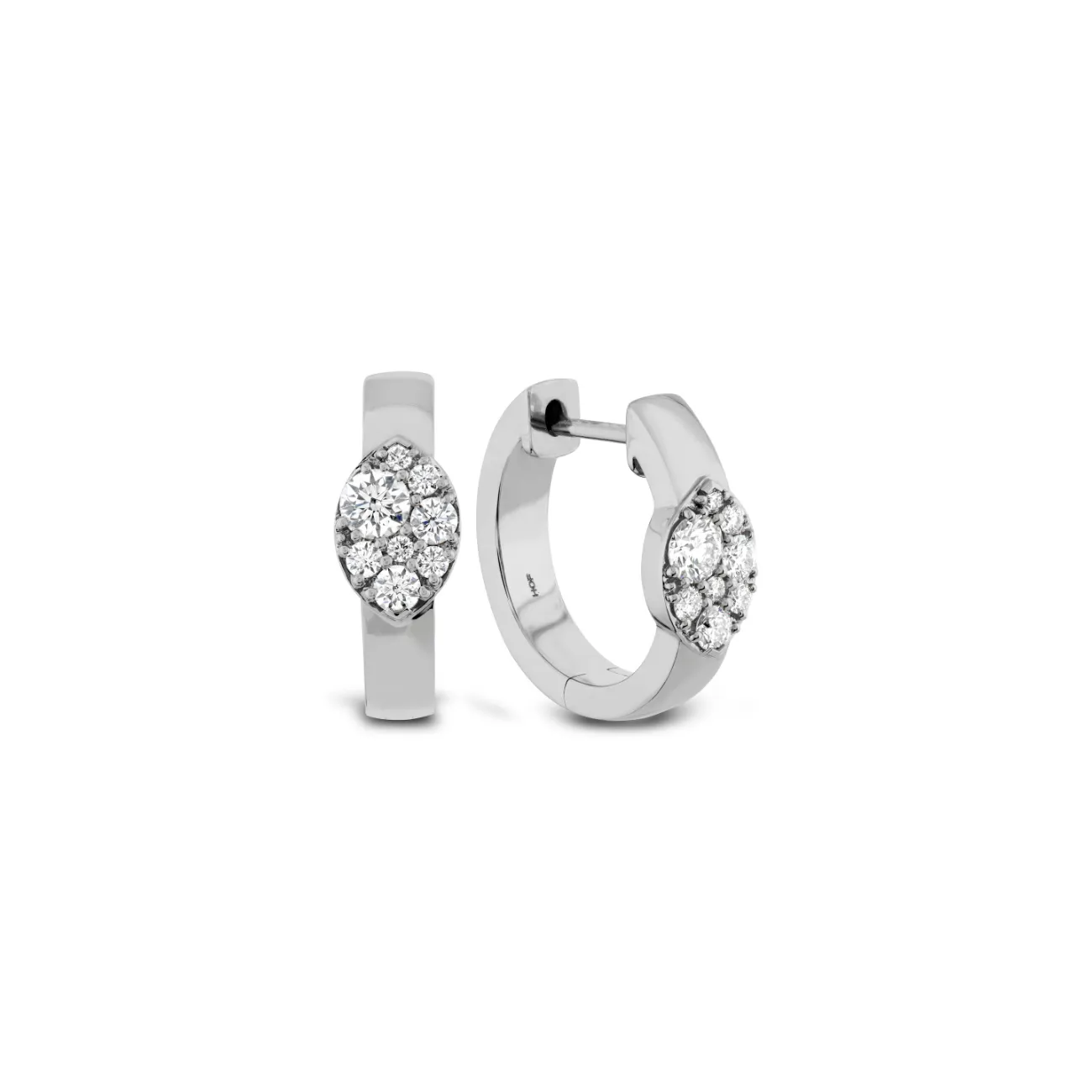 Tessa 18K White Gold Navette Multi Diamond Huggies Earrings