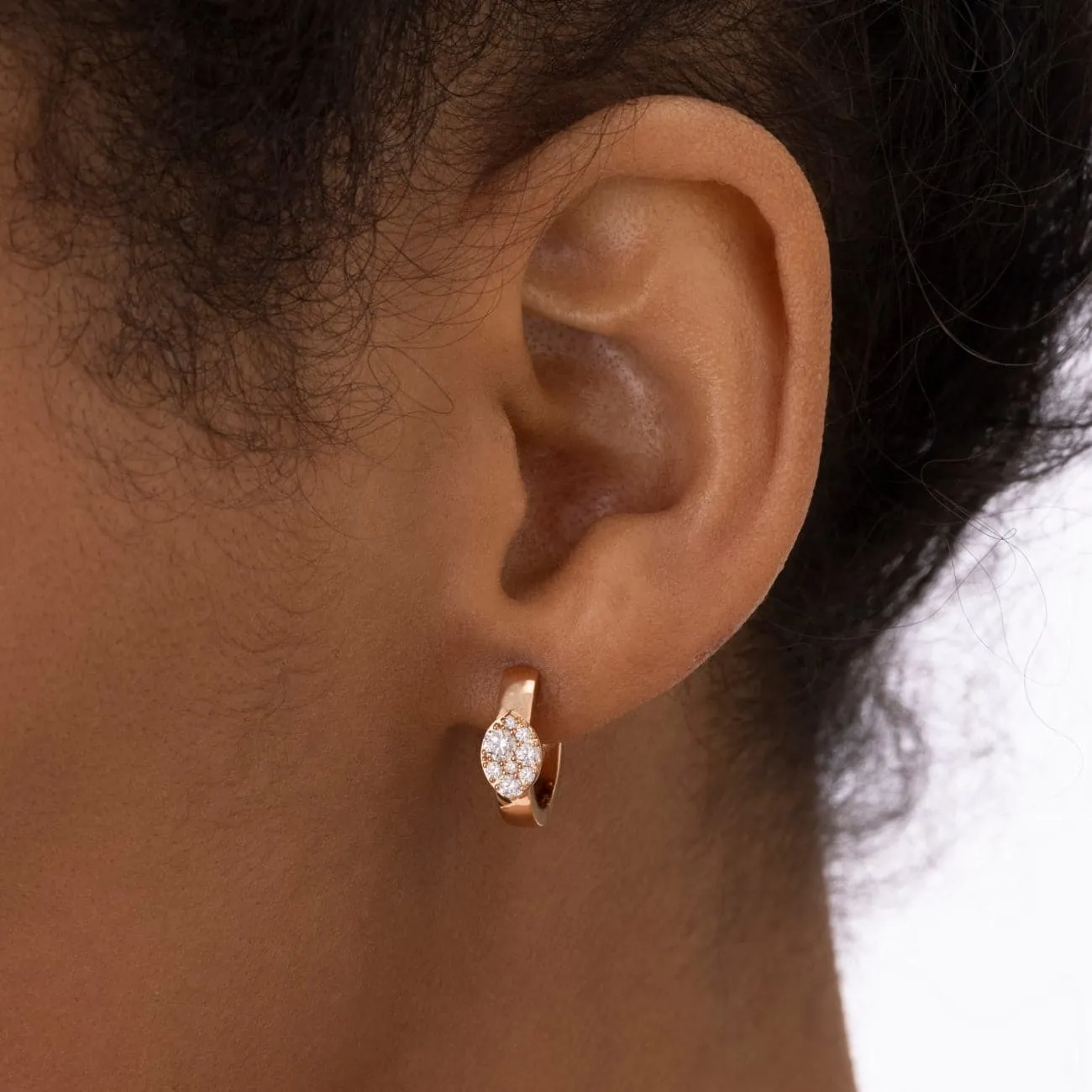 Tessa 18K White Gold Navette Multi Diamond Huggies Earrings