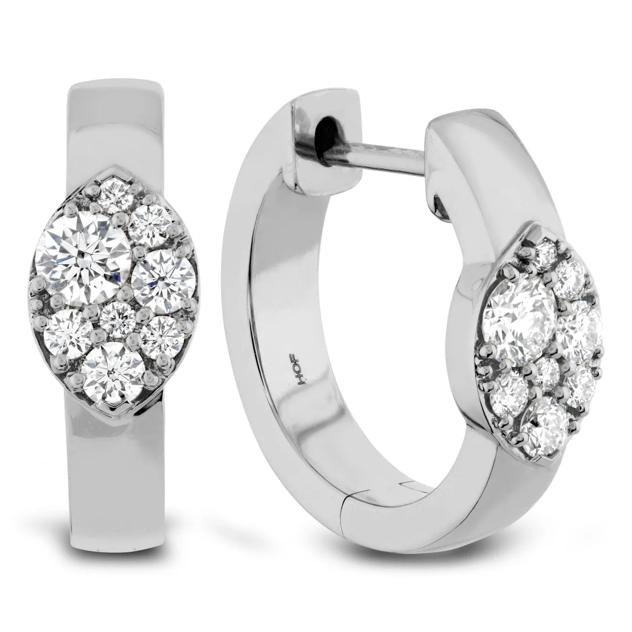 Tessa 18K White Gold Navette Multi Diamond Huggies Earrings