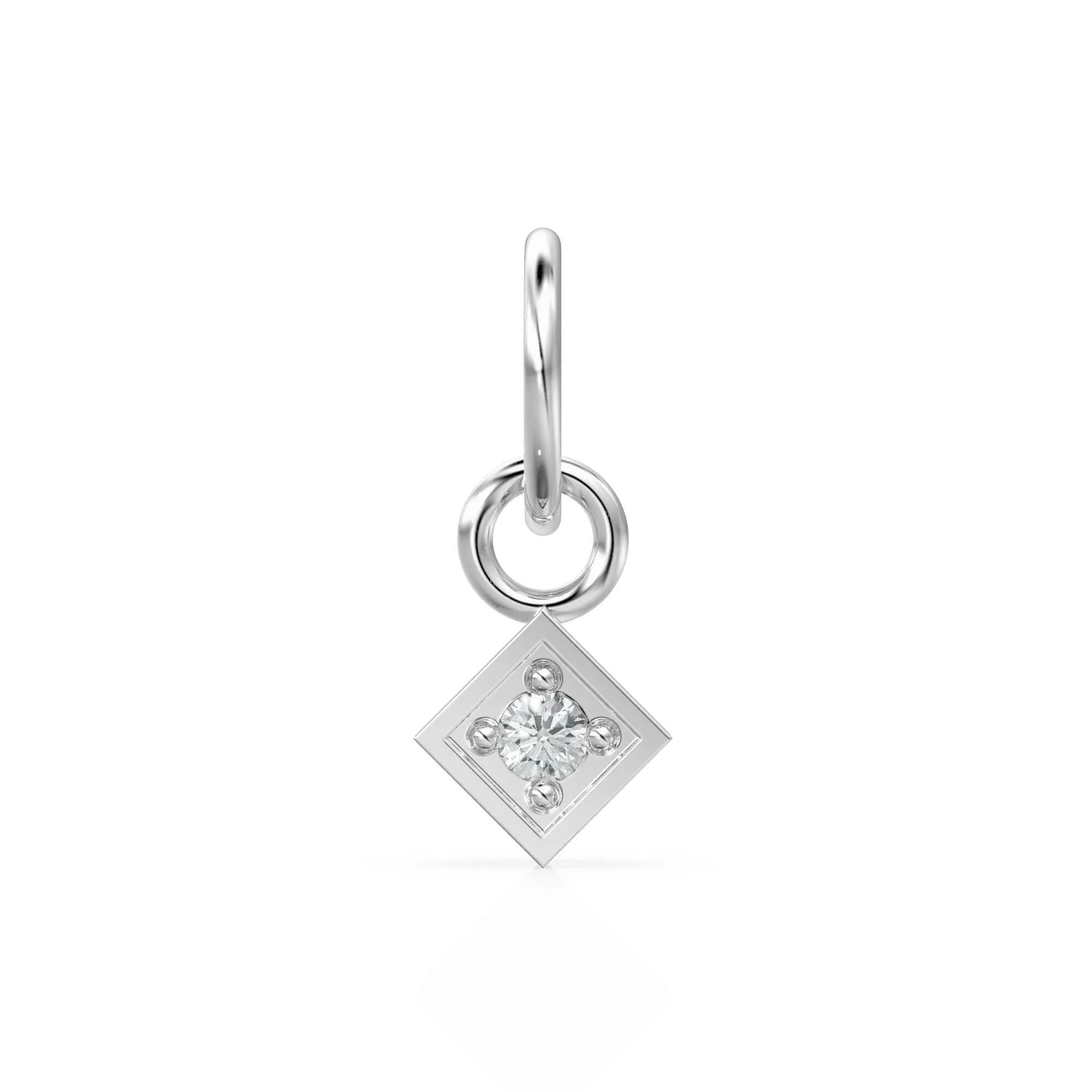 TINY Square Diamond Charm Pendant / 14k 18k Solid Gold Pendant / Brilliant Round Diamond Pendant / Petite Diamond Charm / Christmas Sale
