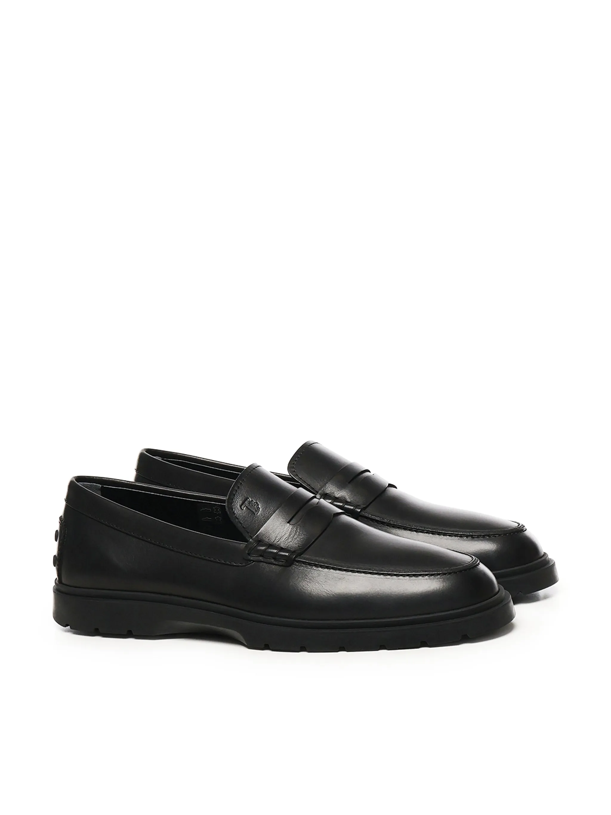 Tod's Calfskin Black Leather Loafers