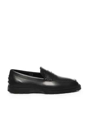 Tod's Calfskin Black Leather Loafers
