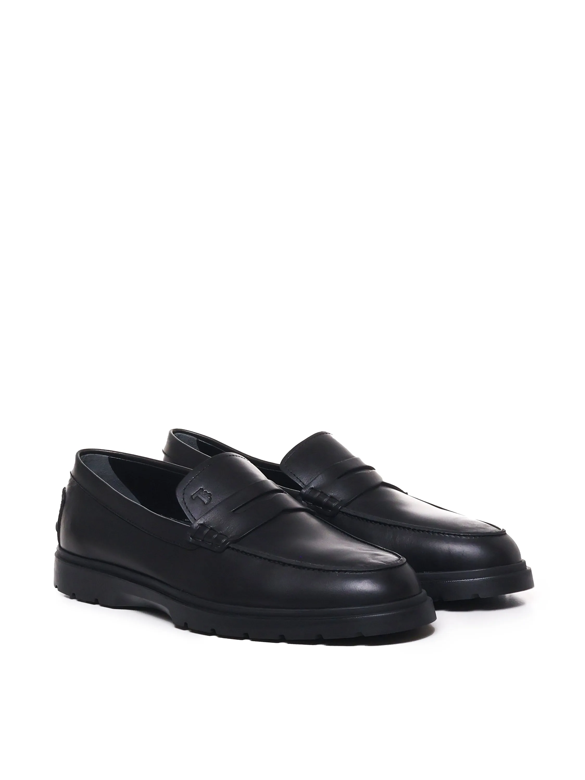 Tod's Calfskin Black Leather Loafers