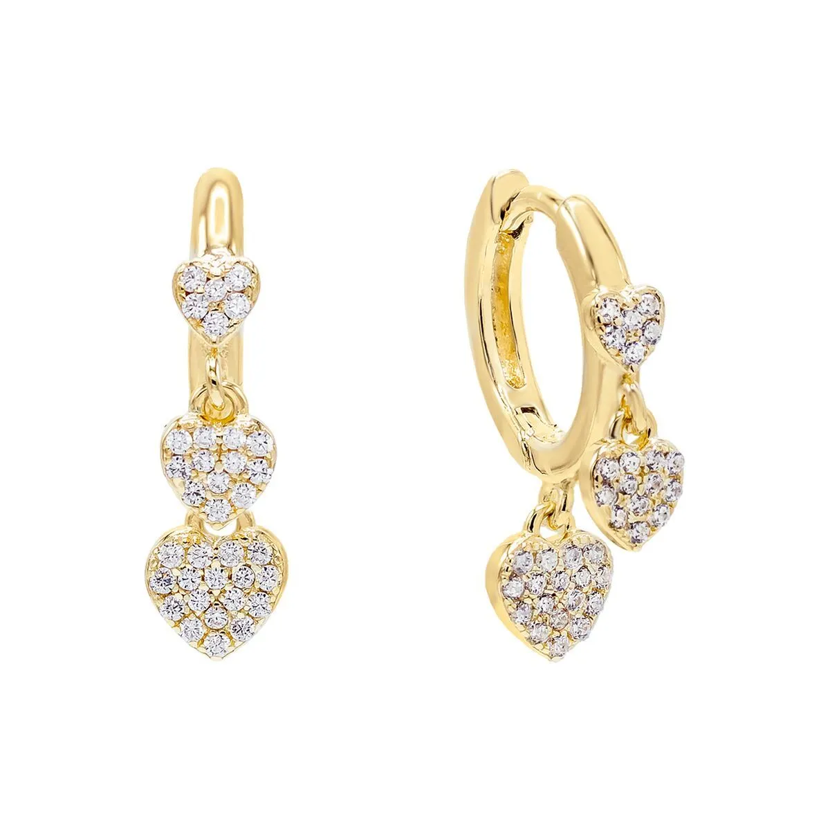 Triple Heart Huggie Earring