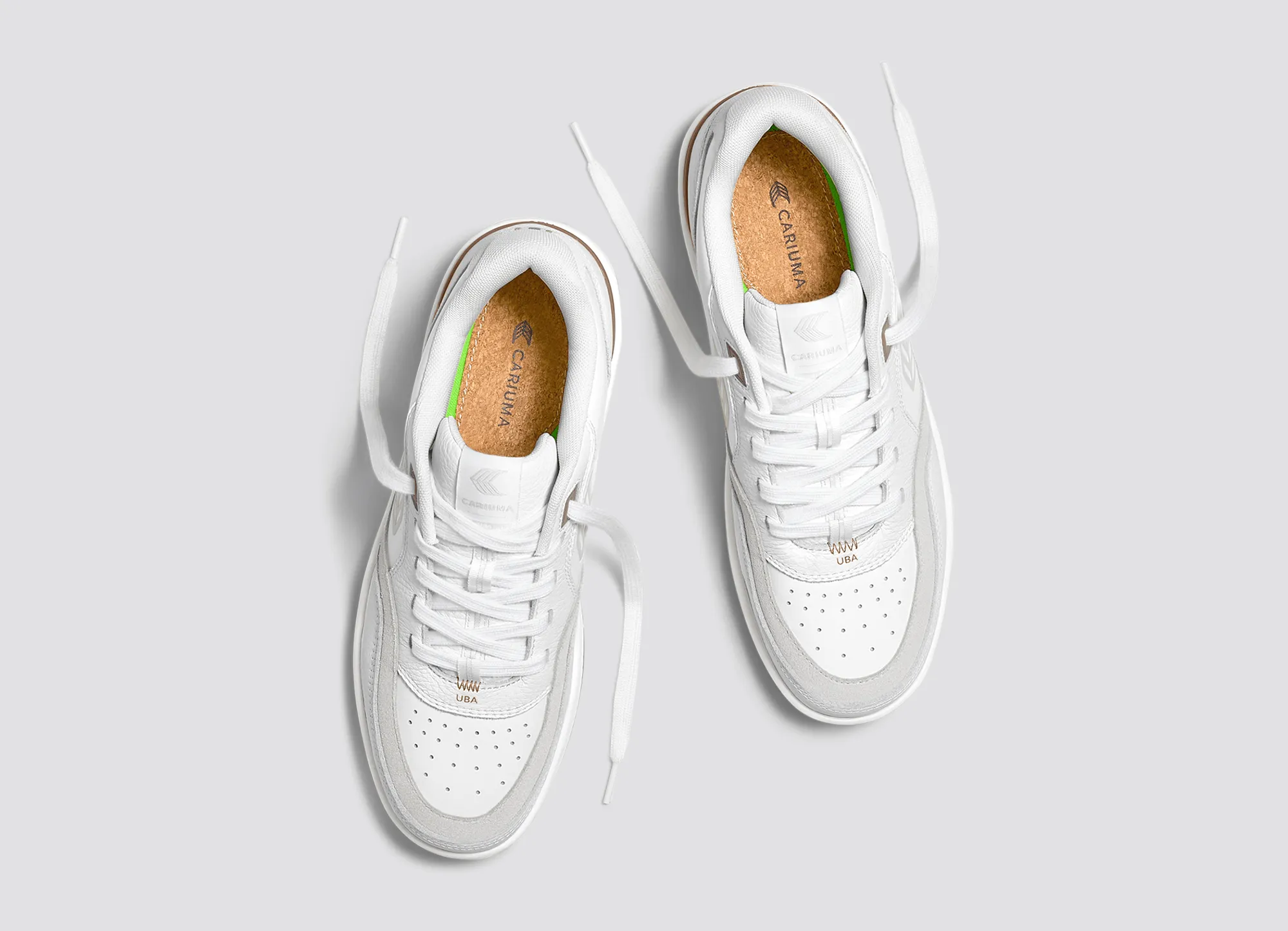UBA White Leather Smoke White Suede Ice Logo Sneaker Women