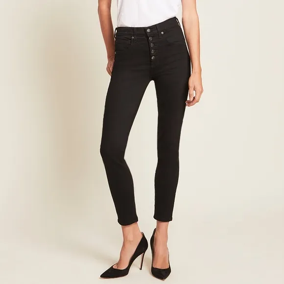 Veronica Beard Debbie High Rise Ankle Crop Skinny Jeans Raven Black 28 / 6