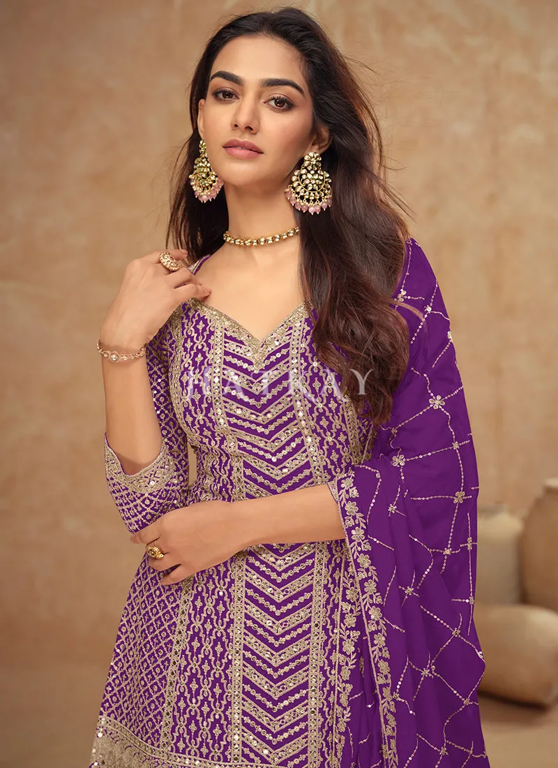 Violet Pakistani Sharara Suit