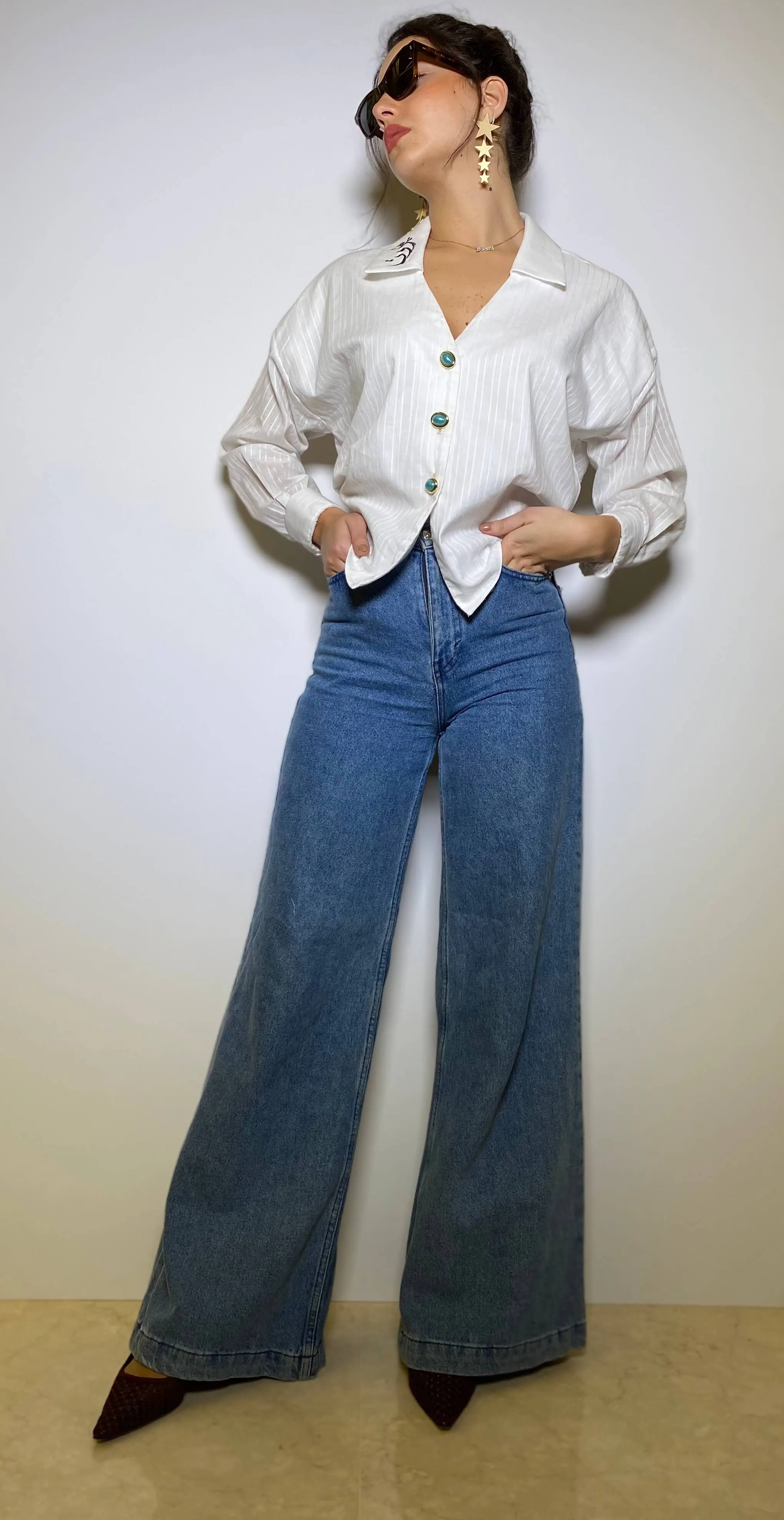 White Beirut Cotton Button Up Shirt