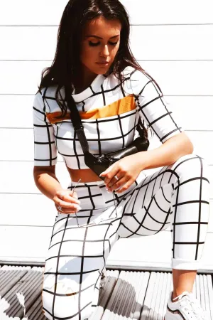 White Check and Mustard Stripe Co-ord - Lainey