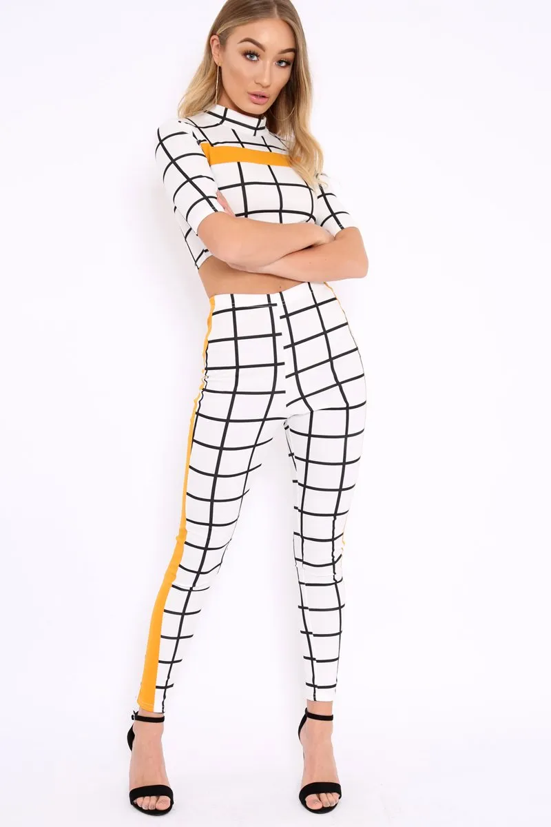 White Check and Mustard Stripe Co-ord - Lainey