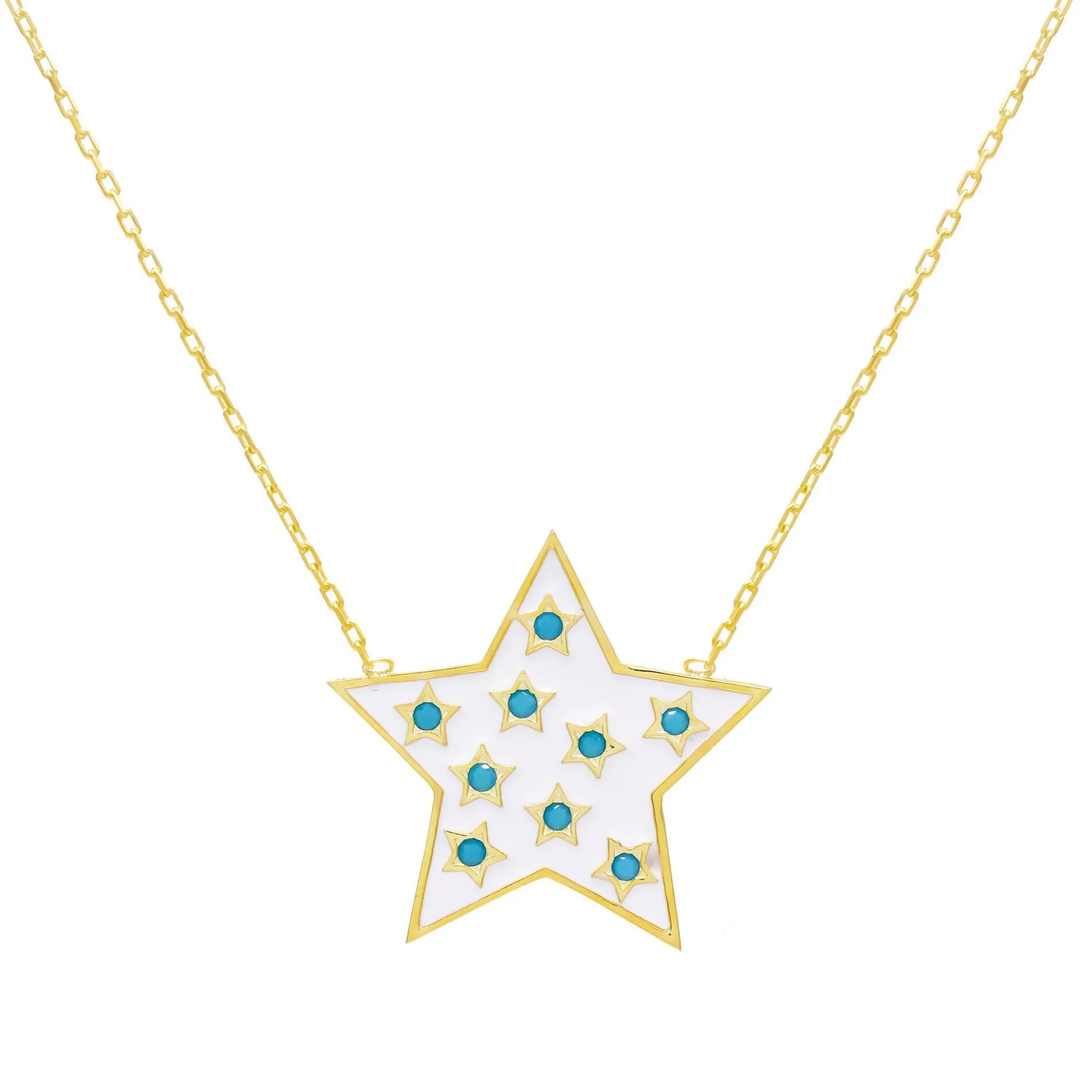 White Enamel Star Necklace