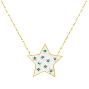 White Enamel Star Necklace