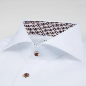 White Fitted Body Shirt With Contrast