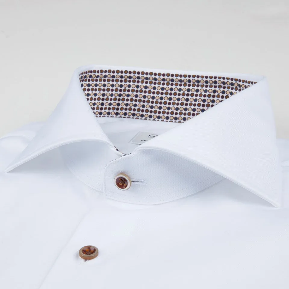 White Fitted Body Shirt With Contrast