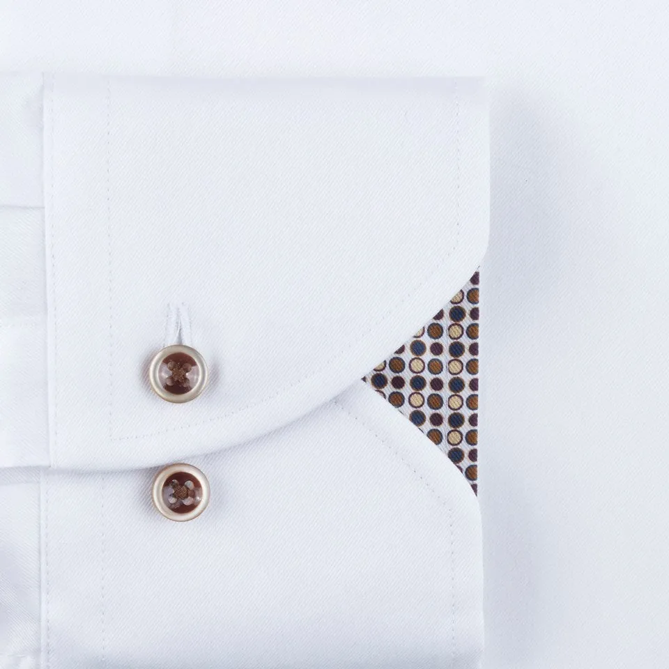 White Fitted Body Shirt With Contrast