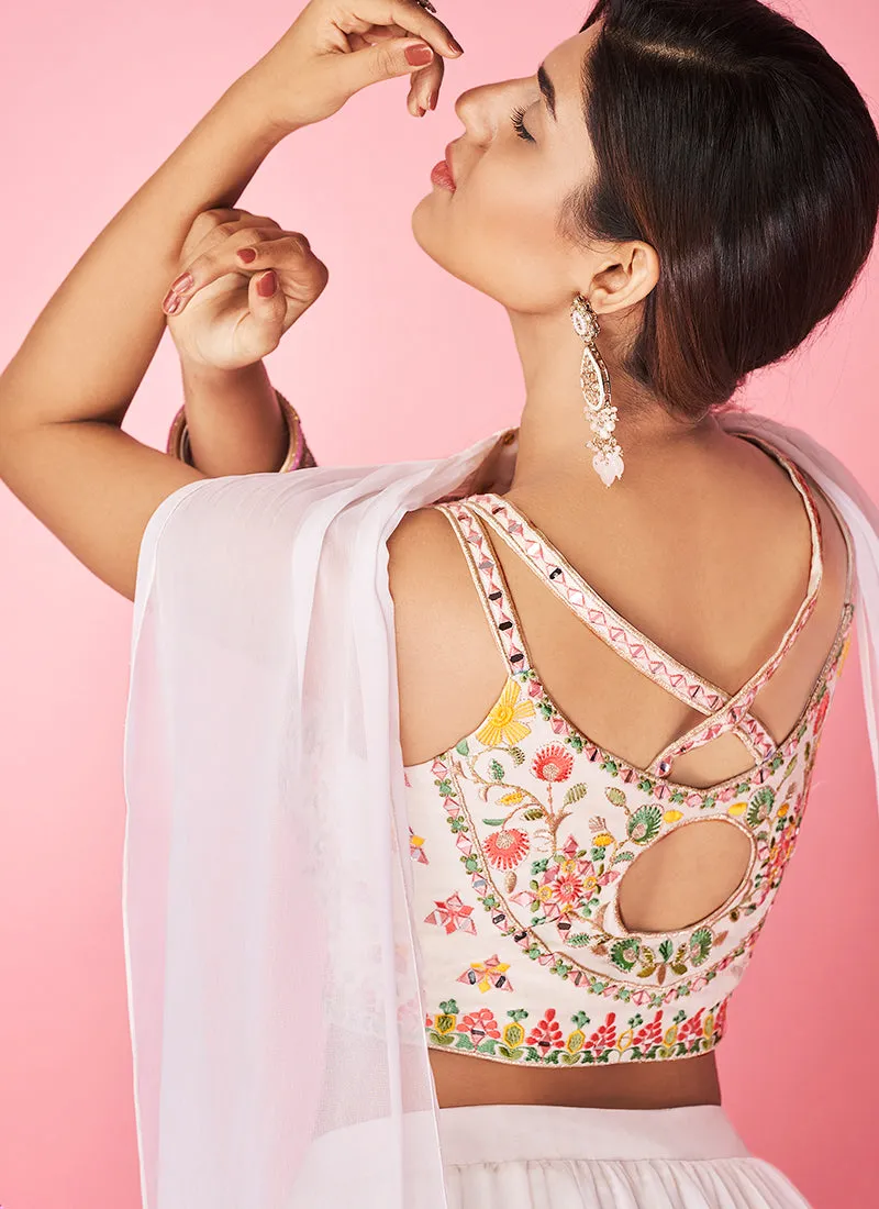 White Multi Embroidered Wedding Lehenga Choli