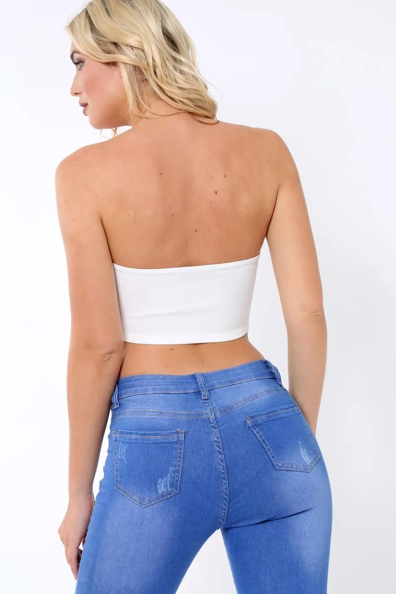 White V Front Boob Tube - Amalina