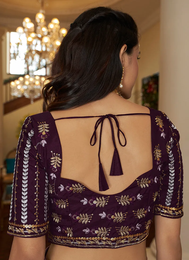 Wine And Pink Sequence Embroidery Designer Lehenga Choli