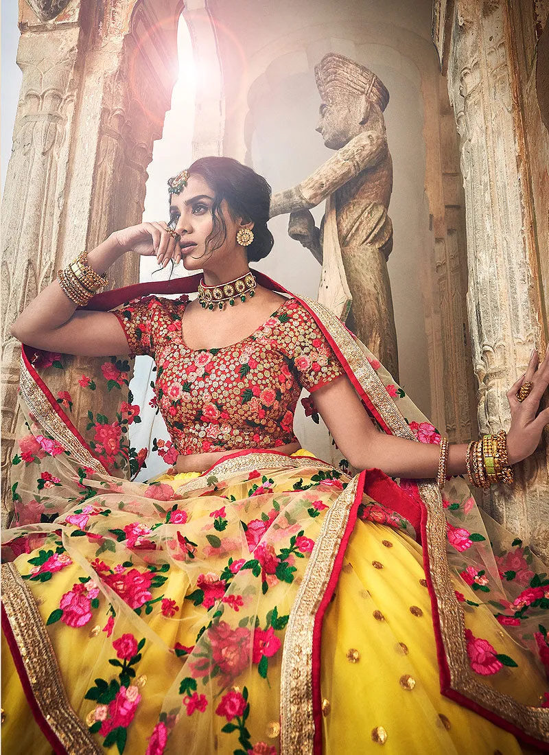 Yellow And Red Designer Wedding Lehenga Choli