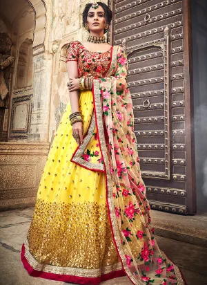 Yellow And Red Designer Wedding Lehenga Choli