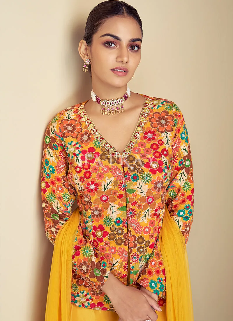 Yellow Designer Sharara Suit