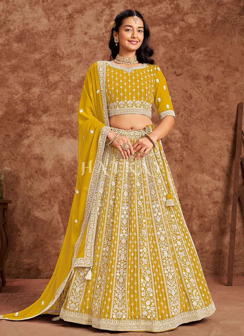 Yellow Georgette Lehenga Choli