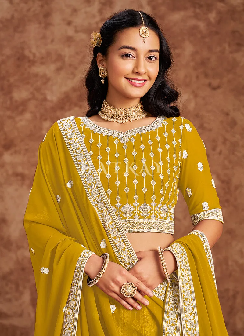 Yellow Georgette Lehenga Choli