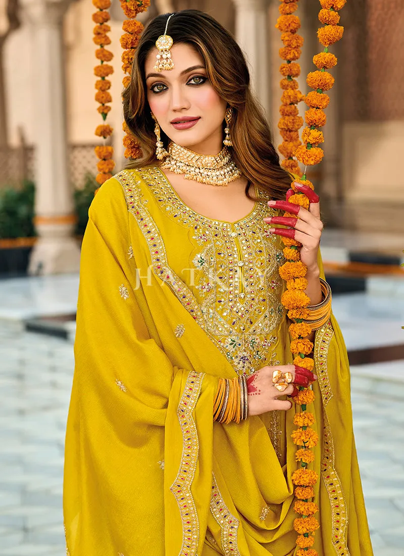 Yellow Multi Embroidered Punjabi Style Suit