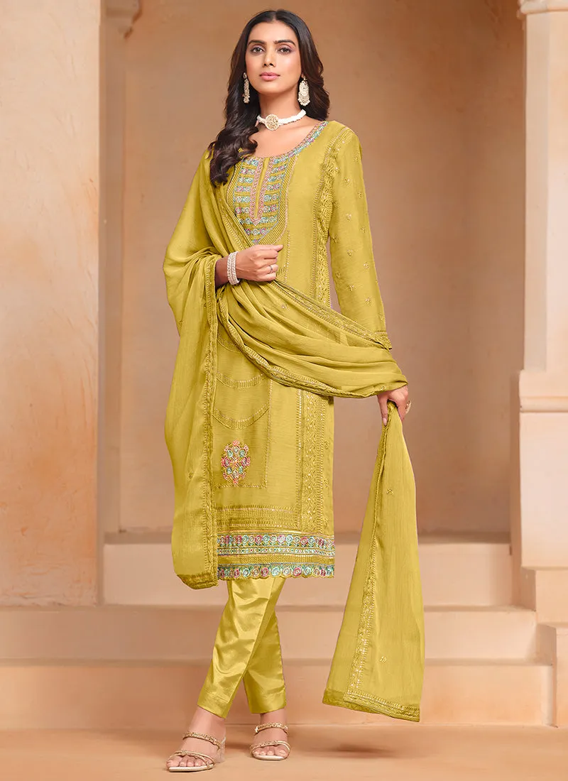 Yellow Multi Embroidery Salwar Kameez Suit