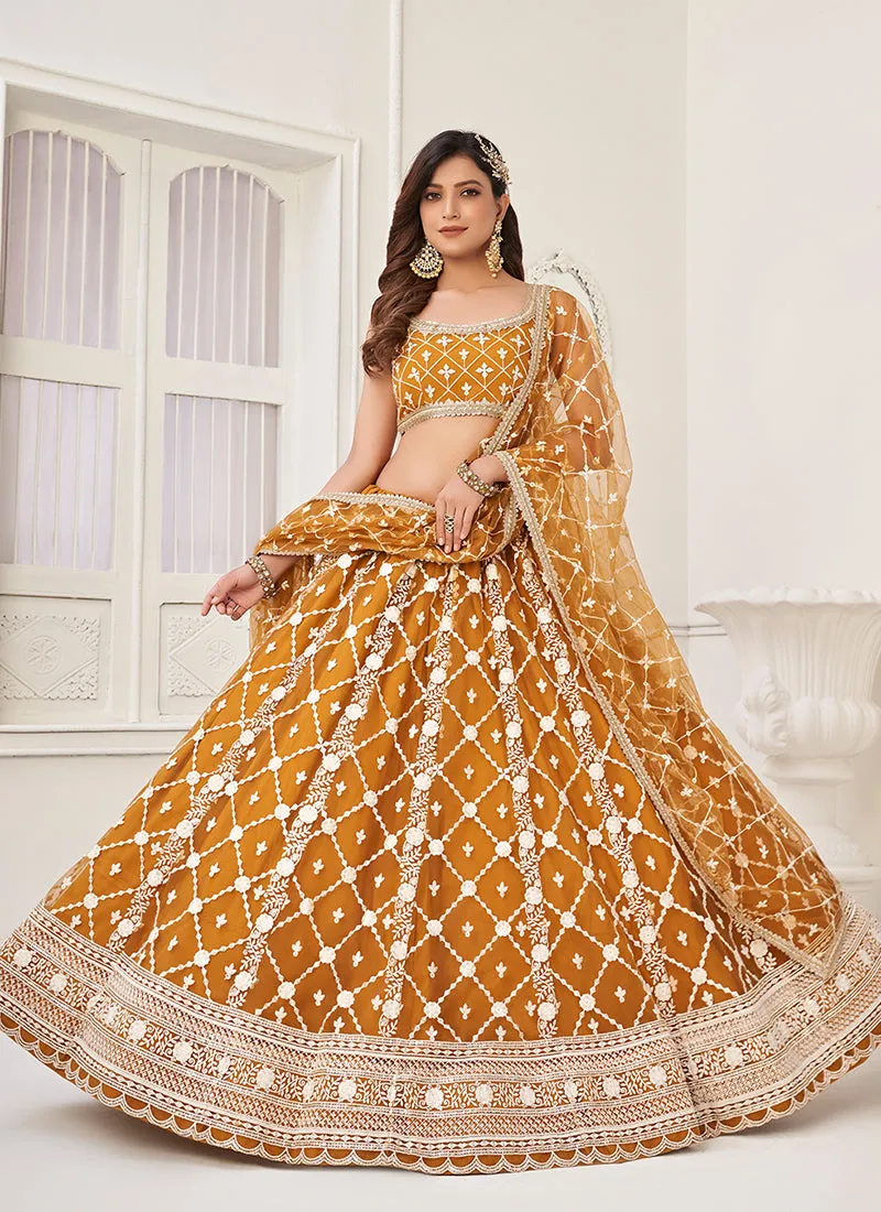 Yellow Sequence Embroidery Wedding Lehenga Choli