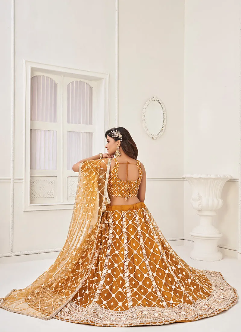 Yellow Sequence Embroidery Wedding Lehenga Choli